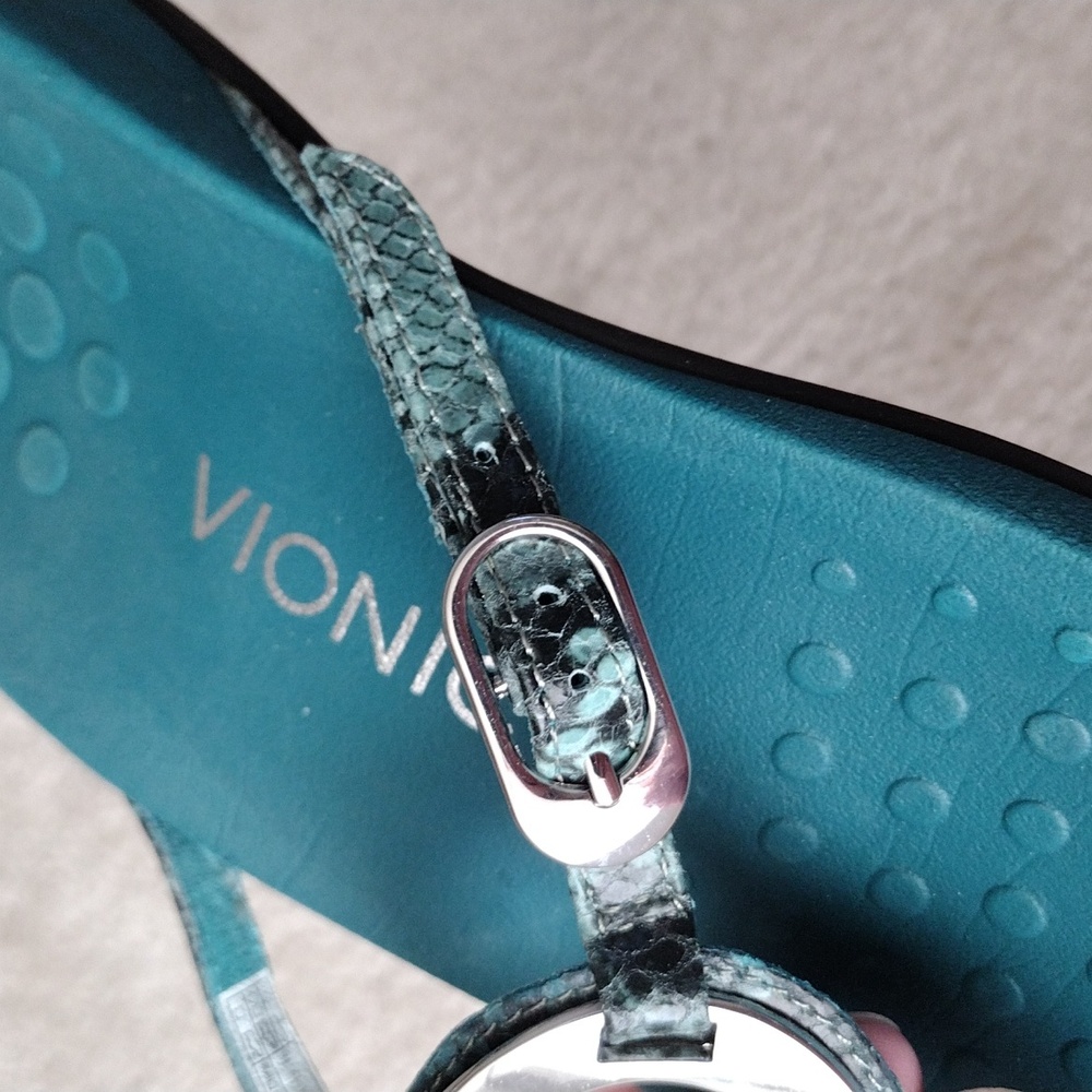 Vionic Teal Blue Python Print Leather Sandals. Si… - image 5